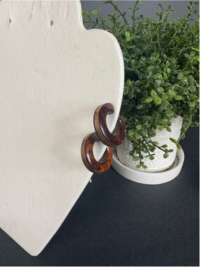 Women's Unbranded Wood Hoop Earrings Brown and Gold